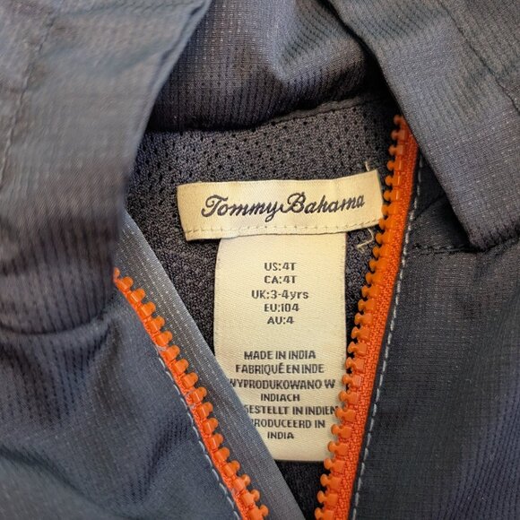 Tommy Bahama Kids Windbreaker 4T Hooded Jacket Two-Tone Orange Fall Winter Coat - Picture 2 of 4